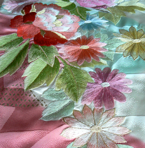 wedding kimono detail of embroidery