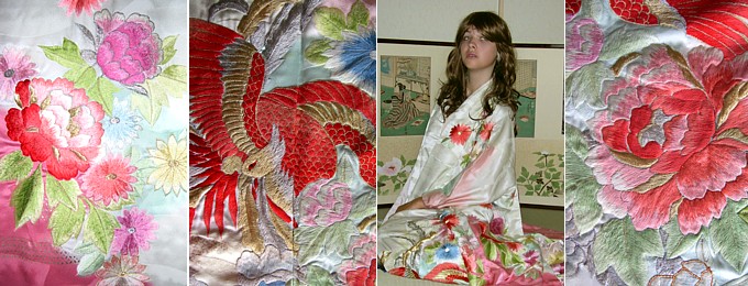japanese traditional kimono. details of embroidery