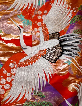 detail of japanese weddding kimono pattern
