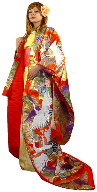 japanese raditional wedding kimono gown