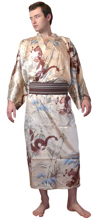 Japanese silk kimono and  traditional man's belt OBI