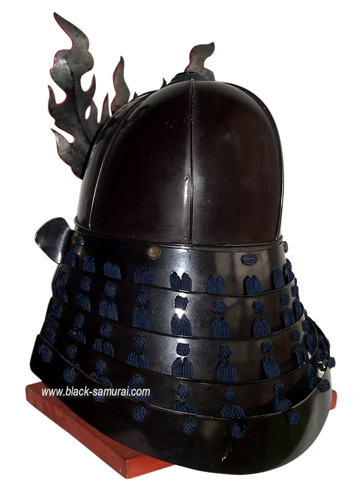 samurai warrior helmet with flame maetate