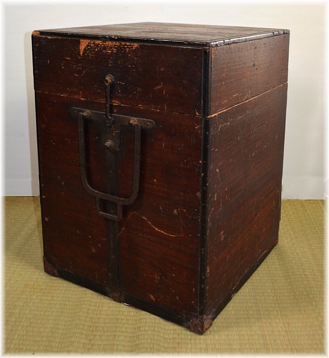 japanese wooden antique chest for samurai armor suit